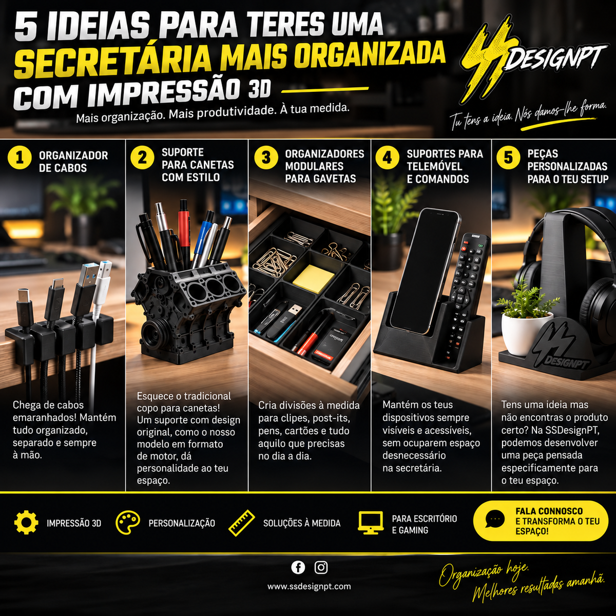 5 ideias para organizar a secretária com impressão 3D - SSDesignPT