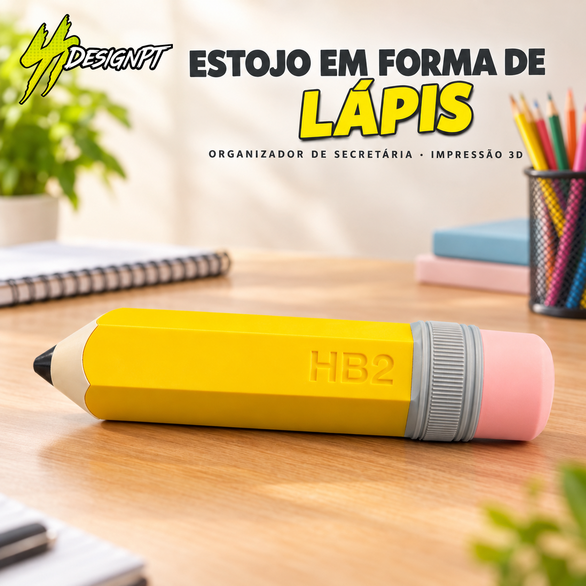Estojo em Forma de Lápis – Organizador de Secretária 3D – SSDesignPT