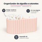 Organizador de Algodão e Cotonetes em 3D – Rosa – benefícios: Design moderno, Cor rosa elegante, Impressão 3D