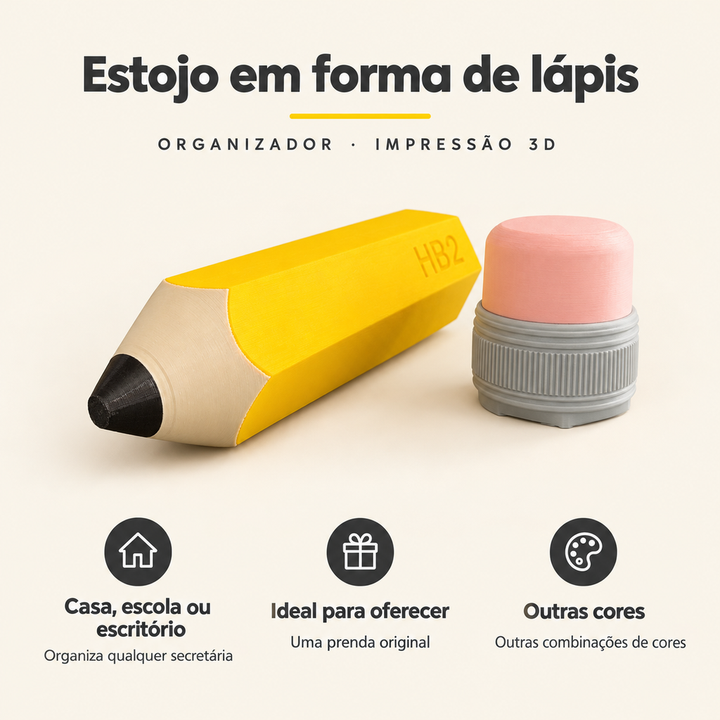 Estojo em Forma de Lápis – Organizador de Secretária 3D – benefícios: Casa, escola ou escritório, Ideal para oferecer, Outras cores