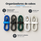 Pack 5 Organizadores de Cabos em Impressão 3D – benefícios: Chega de cabos emaranhados, Fácil de usar, Pack de 5 unidades