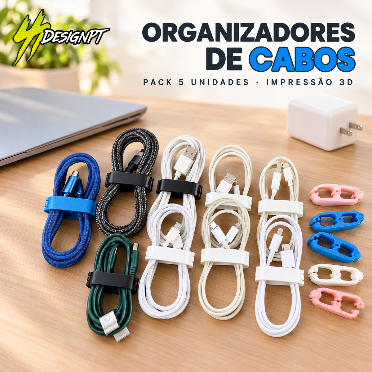 Pack 5 Organizadores de Cabos em Impressão 3D – SSDesignPT