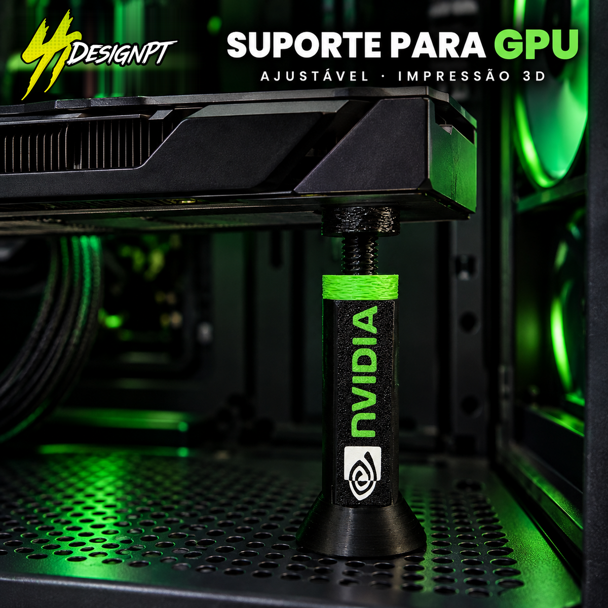 Suporte Ajustável para GPU NVIDIA / Radeon – Impressão 3D – SSDesignPT